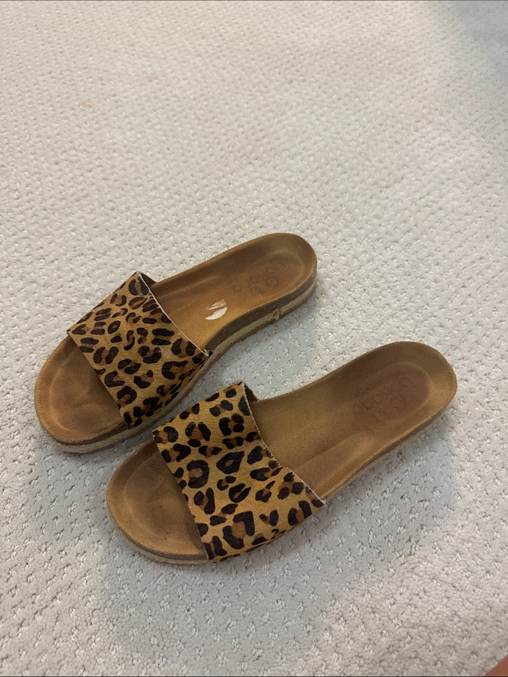 Leopard Print Slide Sandals for Women in Tan and Black